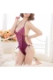 Sexy Lingerie Deep V Backless Halter Teddy Bodysuit Purple