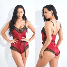 Sexy Lingerie Lace Edge Deep V-Neck Bodysuit