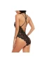 Sexy Lingerie Lace Edge Halter Deep V Bodysuit Black