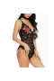 Sexy Lingerie Lace Edge Halter Deep V Bodysuit Black