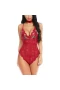 Sexy Lingerie Lace Edge Halter Deep V Bodysuit Red