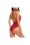 Sexy Lingerie Lace Edge Halter Deep V Bodysuit Red