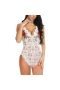 Sexy Lingerie Lace Edge Halter Deep V Bodysuit White