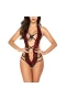 Sexy Bodysuit Deep V Lingerie With Bow Red