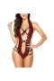 Sexy Bodysuit Deep V Lingerie With Bow Red