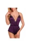 Halter V-neck Sexy Lace Edge Lingerie Purple