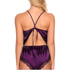 Halter V-neck Sexy Lace Edge Lingerie Purple