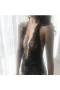 Deep Halter V-neck Lace Lingerie Teddy Bodysuit Black