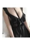 Sexy Lace Babydoll Strap Nightgown Dress Black