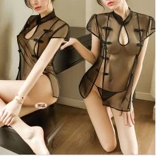 Sexy See Through Lingerie With Chest Hollow Black 9102