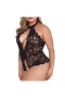 Women's One Piece Teddy Lingerie Lace Bodysuit Black