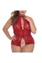 Women's One Piece Teddy Lingerie Lace Bodysuit Red