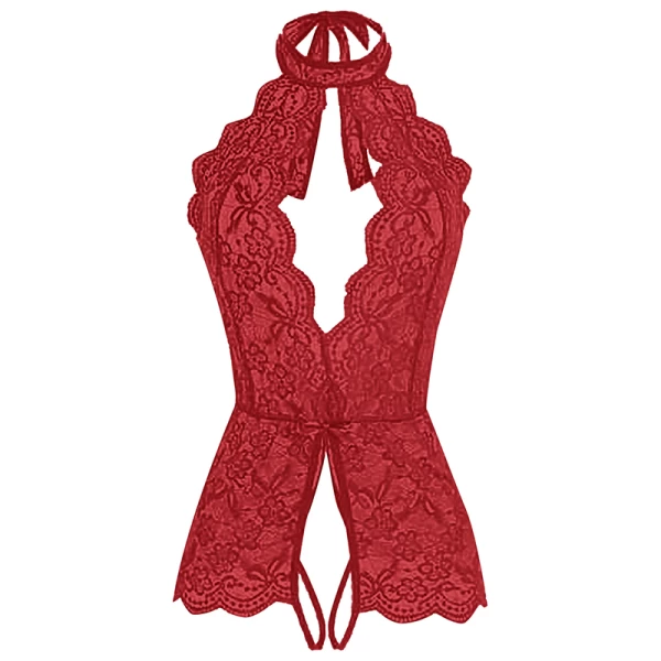 Women's One Piece Teddy Lingerie Lace Bodysuit Red