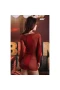 Women Sexy See Through Mesh Dress Long Sleeve Bodycon Party Club Dress Burgundy