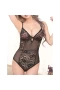 Women's Sexy V Neck Hollow-Out Lace Bodysuit Lingerie Sleeveless Clubwear Black