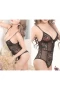 Women's Sexy V Neck Hollow-Out Lace Bodysuit Lingerie Sleeveless Clubwear Black