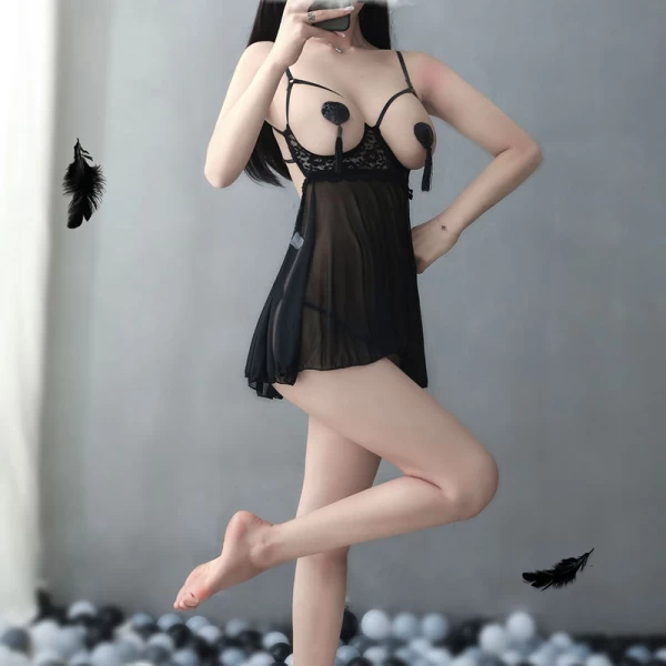 Cut Out Lingerie With Open Crotch Black