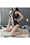 One Piece Lingerie Deep V Teddy Sexy Bodysuit Black