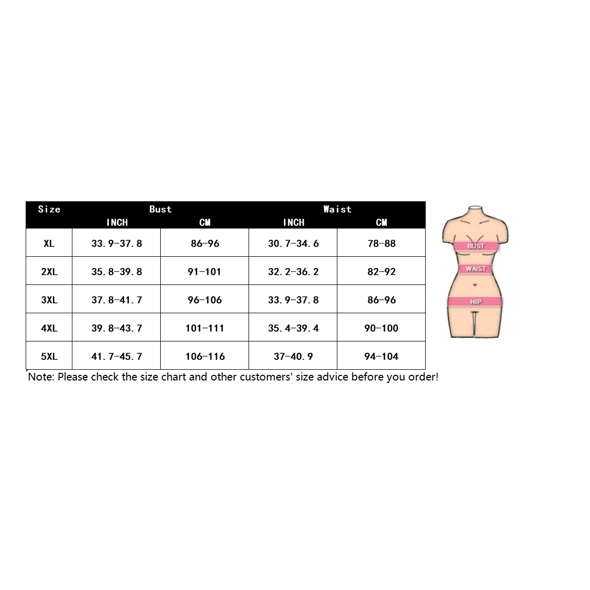 miulover size chart