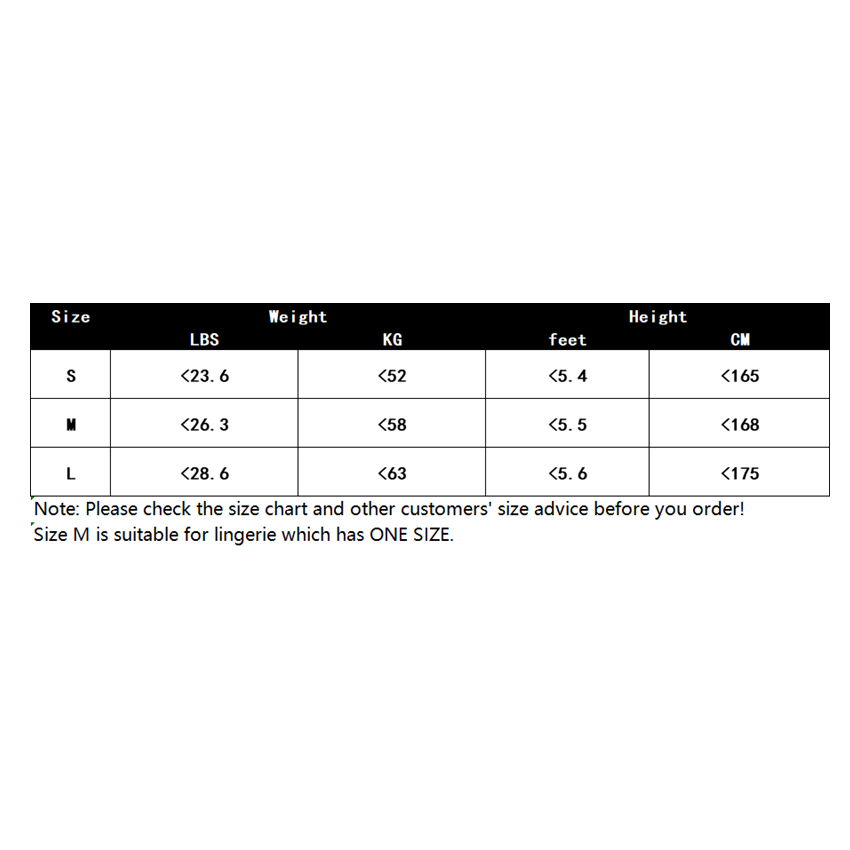 miulover size chart