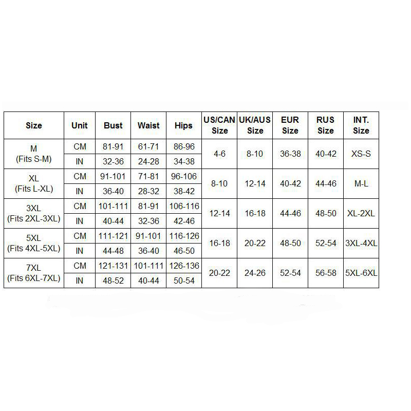 miulover size chart