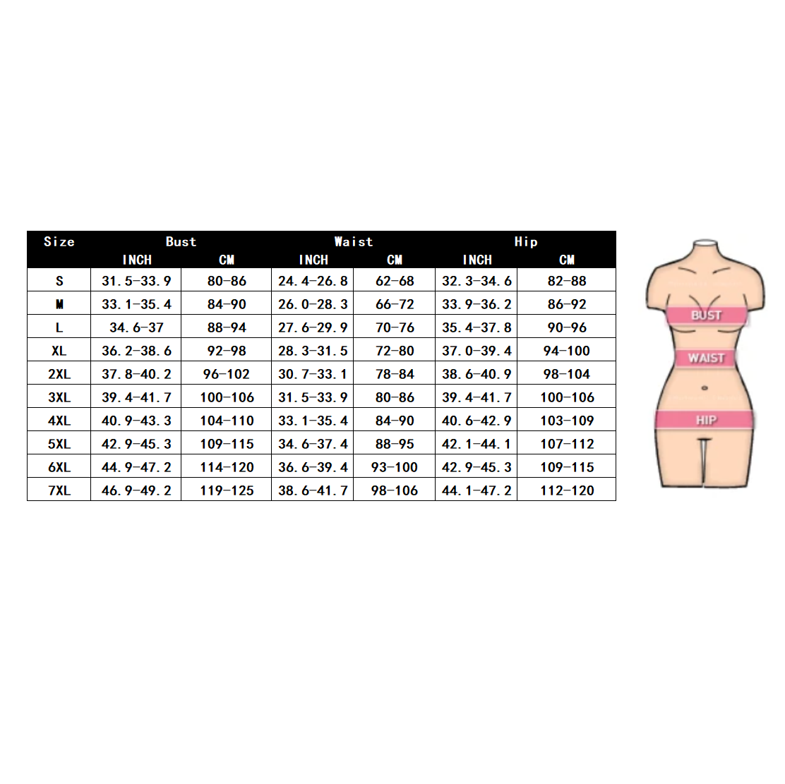 miulover size chart